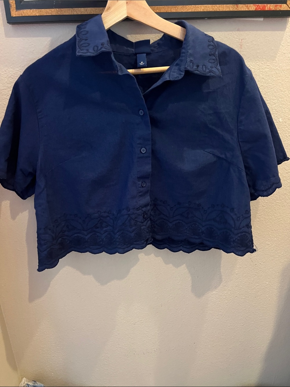 Roller Rabbit by target  Navy Embroidered Cropped Button-Front Top and pants - Picture 2 of 4